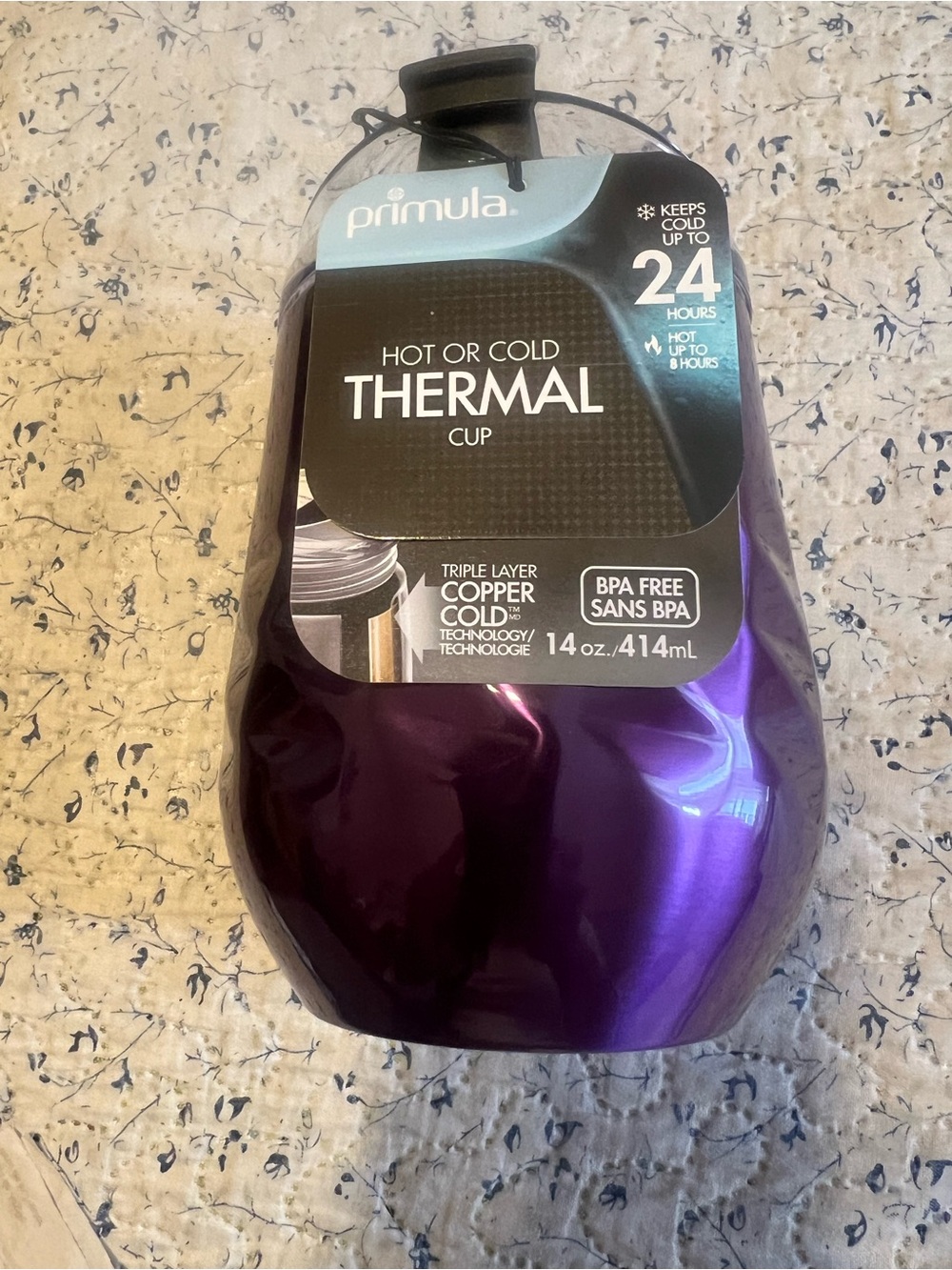 Primula Purple Thermal Cup - Hot or Cold 14 oz